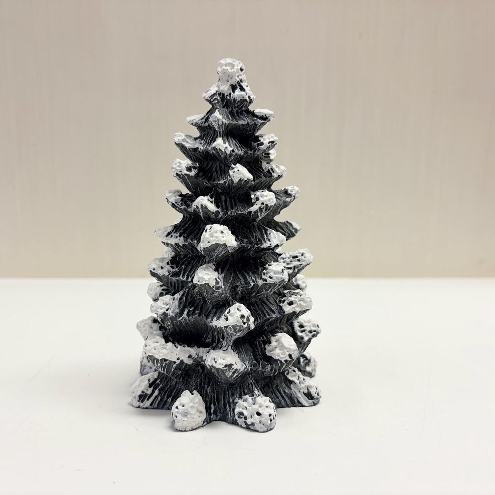 Vintage Mervyns Village Square Pine Tree Snow Christmas Decor Medium Size